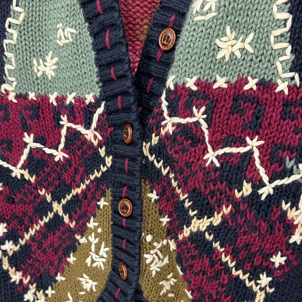 Cambridge Country Store  Dry Goods Multicolor Patchwork Knit Vest Size Medium - Picture 6 of 8